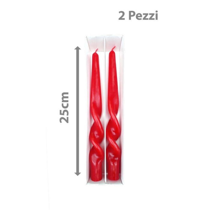 CANDELA SPIRALE 25CM. 2 PZ. ROSSO LACCATO